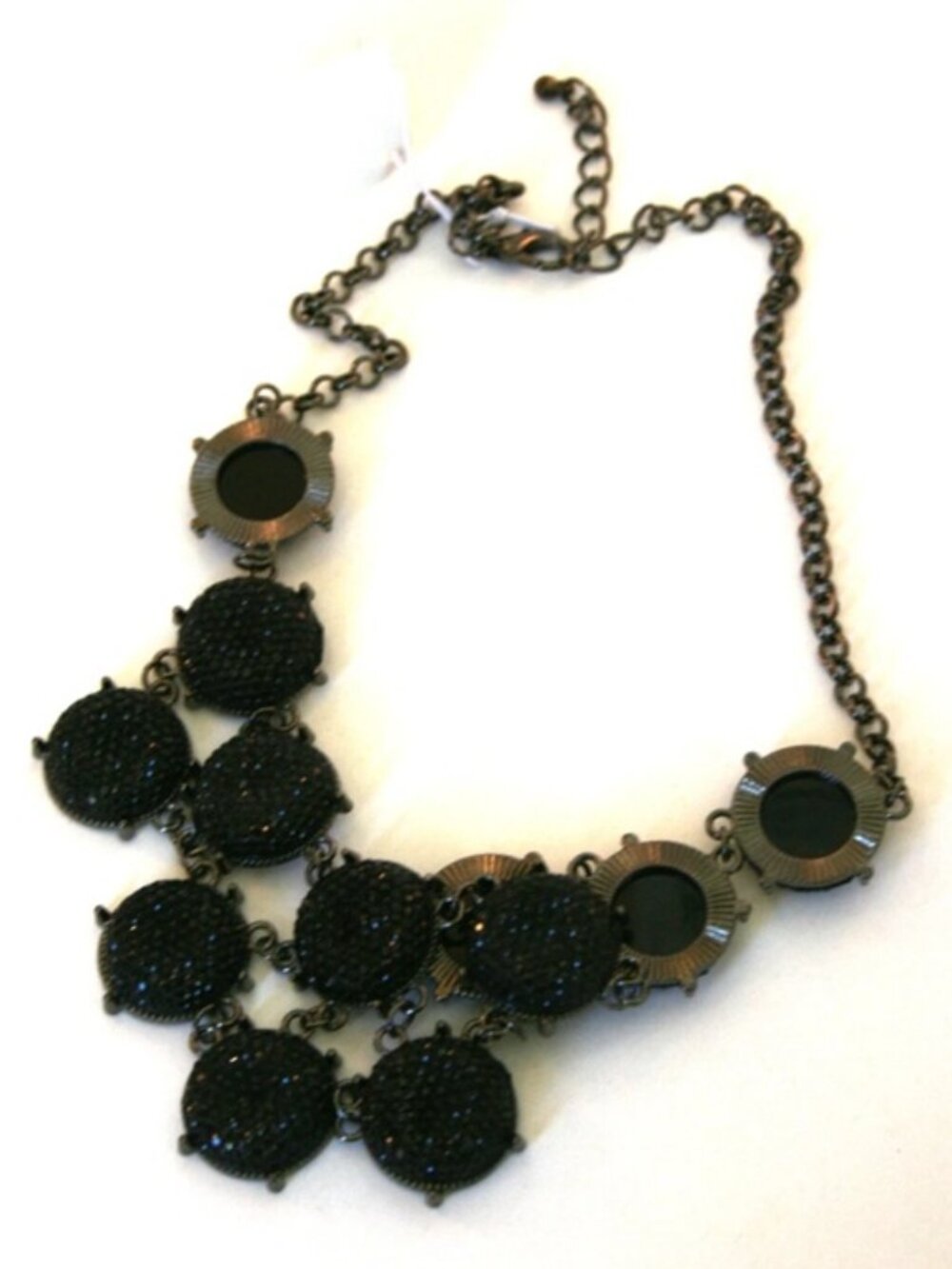 TANYA CREATIONS Goth Gunmetal Black Druzy Stone Statement Necklace**NEW! - Picture 2 of 2